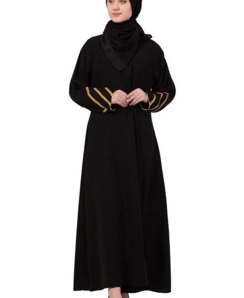 GOLDEN TRIANGLE LACE AT SLEEVE CASUAL ABAYA