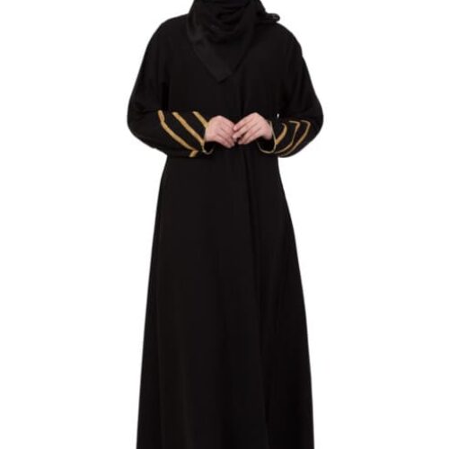 GOLDEN TRIANGLE LACE AT SLEEVE CASUAL ABAYA