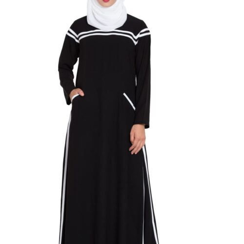 SPORTS LOOK ABAYA WITH CONTRAST PIPINGS