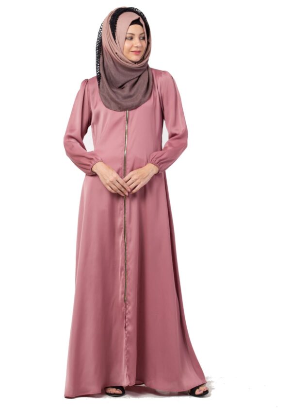 ZIPPER FRONT OPEN ABAYA IN NIDA FABRIC