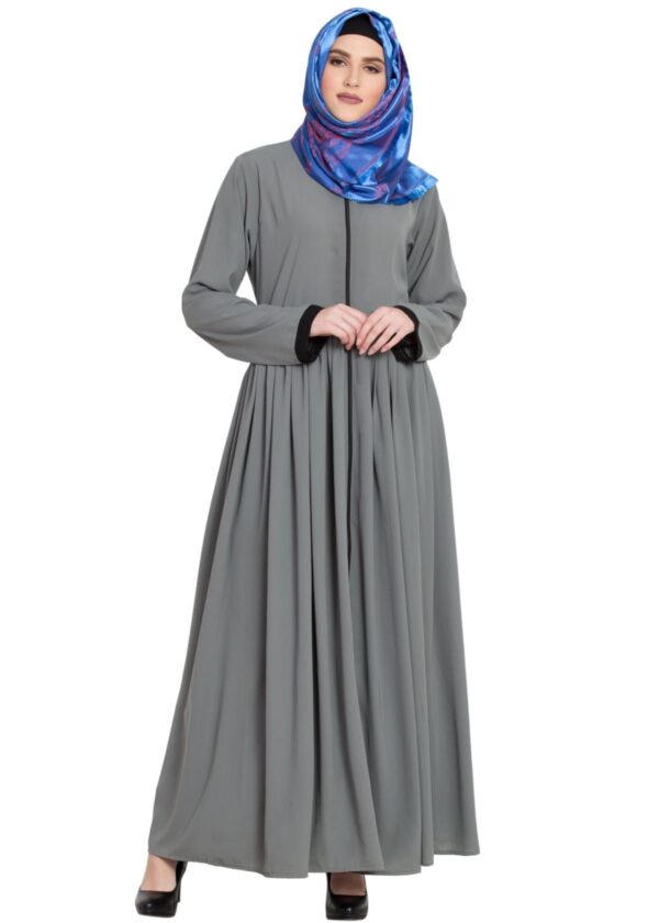 MULTI COLORS DESIGNER PLEATED ZIPPER ABAYA