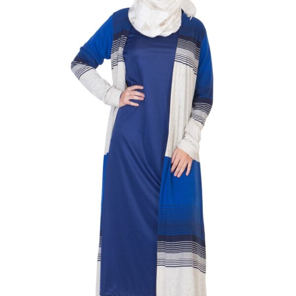 STRIPTED BLUE KIMONO ABAYA