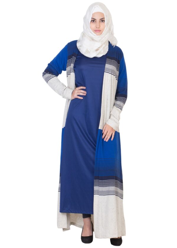 STRIPTED BLUE KIMONO ABAYA