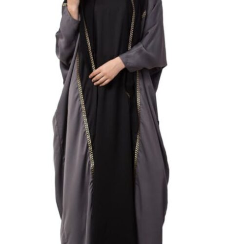 ABAYA WITH LACE WORK AND ATTACHED HOOD