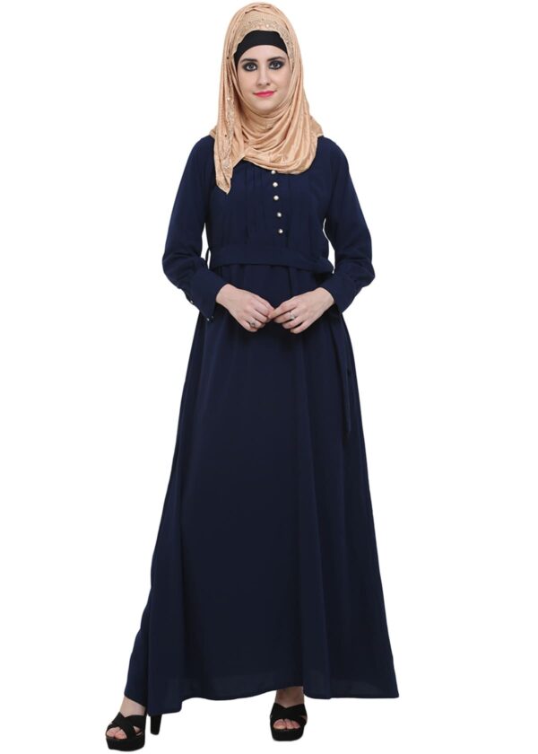 NAVY BLUE PLEATED FLARE ABAYA