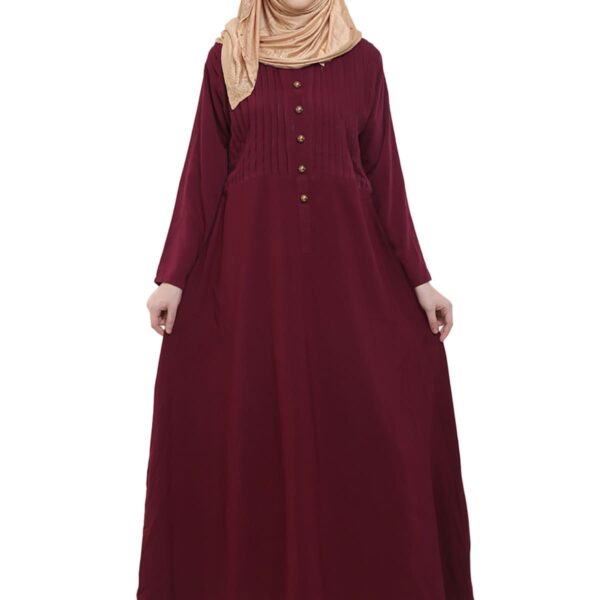 MAROON PLEATED DESIGNER FLARE ABAYA