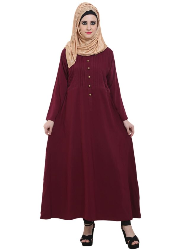 MAROON PLEATED DESIGNER FLARE ABAYA