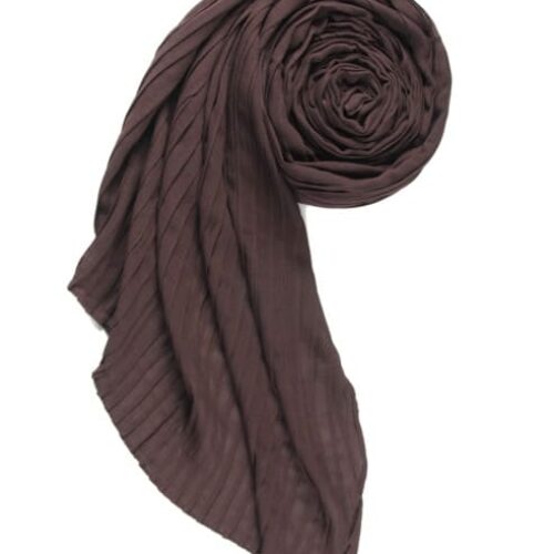 BROWN TEXTURED COTTON PLEATED HIJAB