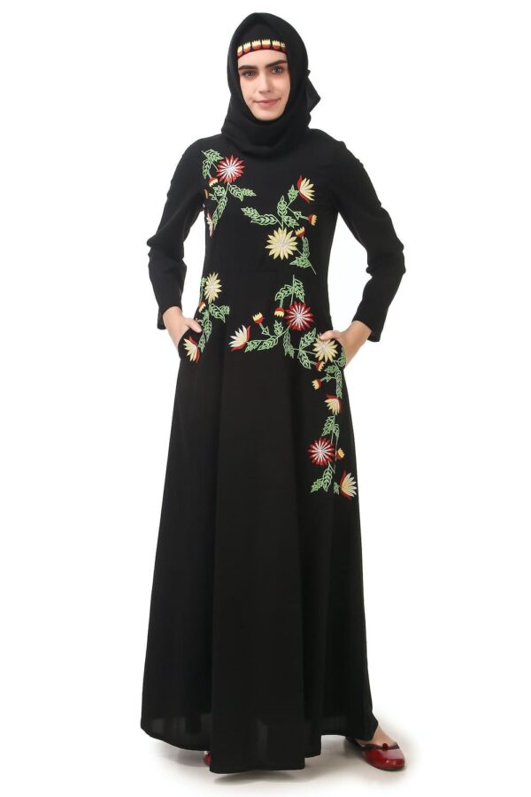 PREMIUM FRONT EMBROIDERED ANARKALI ABAYA