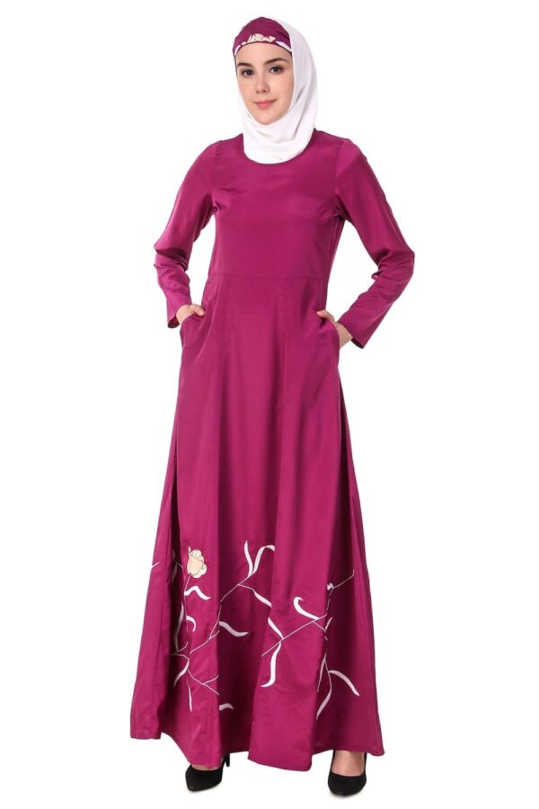 EMBROIDERED FLOWER STEMS ANARKALI ABAYA