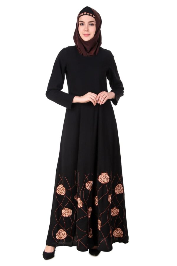 HEAVY FLORAL EMBROIDERED BOTTOM ANARKALI ABAYA