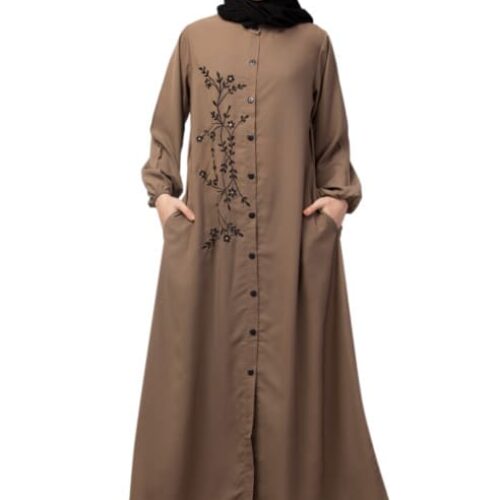 FRONT OPEN ONE SIDE THREAD EMBROIDERY CASUAL ABAYA