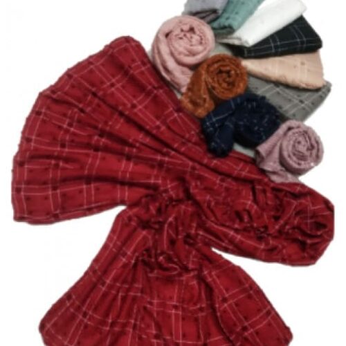 PREMIUM COTTON DOUBLE LINE BOX WITH PUFF CHECKERED ON THE ENTIRE STOLE (SET OF 12)