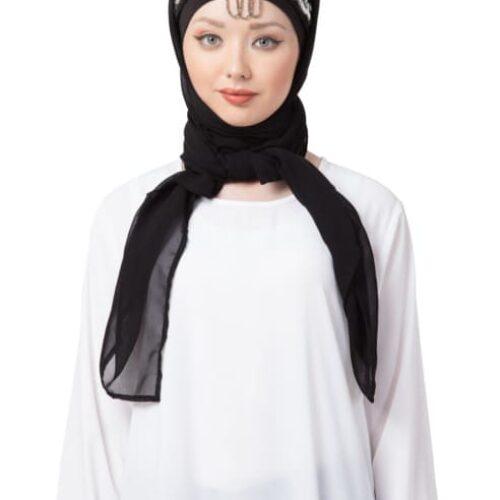 HAND WORK BLACK TURBAN WITH ATTACHED HIJAB