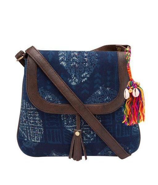 Attractive Women's Blue Fabric Slingbag