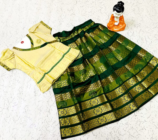 Sandal and Green Traditional Pavadai Sattai