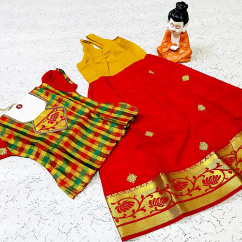 Multi Colour and Red Traditional Pavadai Sattai