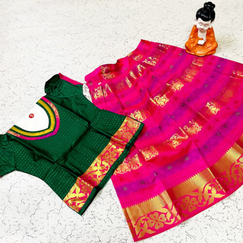 Green and Pink Traditional Pavadai Sattai