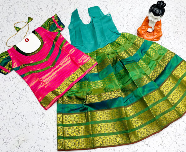 Pink and Teal Green Traditional Pavadai Sattai