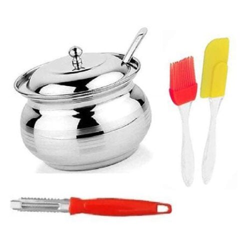 Stainless Steel Ghee Pot With Peeler