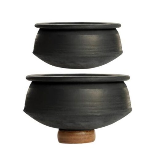 Satvaá Set of 2 Clay Pots for Cooking on Gas