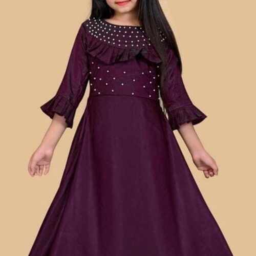 Girls Purple Silk Frocks & Dresses Pack Of 1
