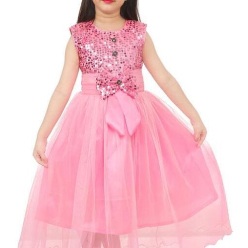 Girls Pink Net Frocks & Dresses Pack Of 1