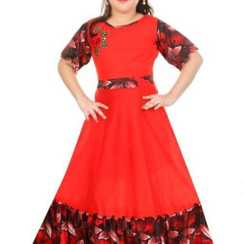 Girls Red Flax Frocks & Dresses Pack Of 1