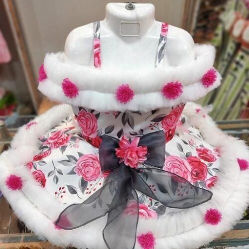 Girls pink Satin Frocks & Dresses Pack Of 1