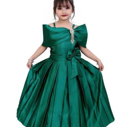 Casual Pleated Gown For Girls