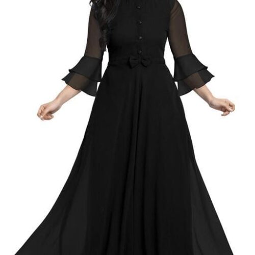 Black Color Collared Neck Gown for Women For Wedding