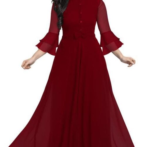 Maroon Color Full Flared Gown for Women for Wedding