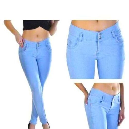 Silky Ice Blue Jeans 2 Button